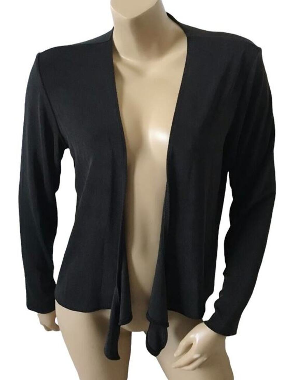 Chicos Travelers Cardigan Womens 2 Large Gray Open Front Slinky No Iron Top